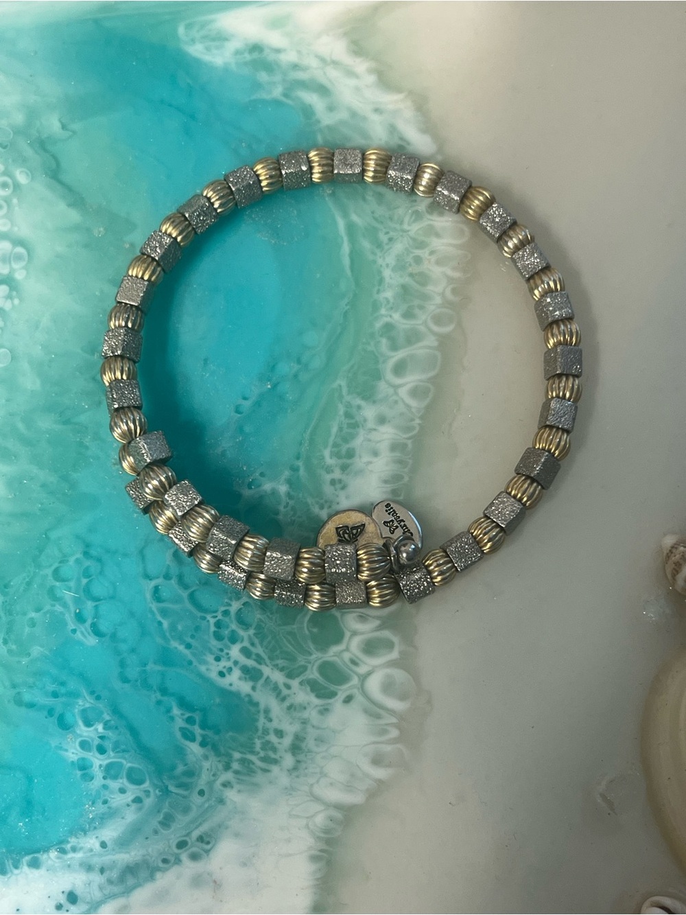 Two-Tone Gold & Silver Stretch Bracelet - Unbranded